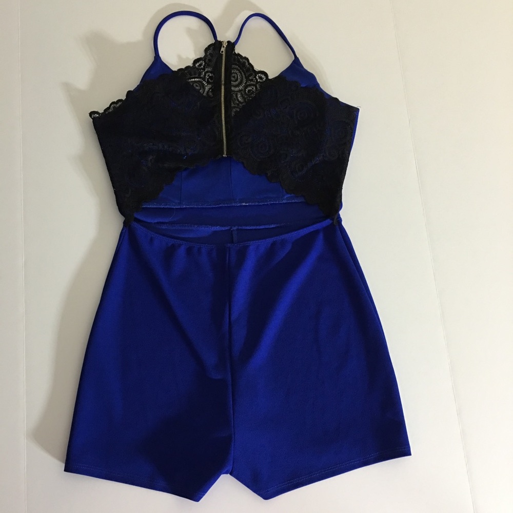 Beautiful Blue Romper with Lace Back